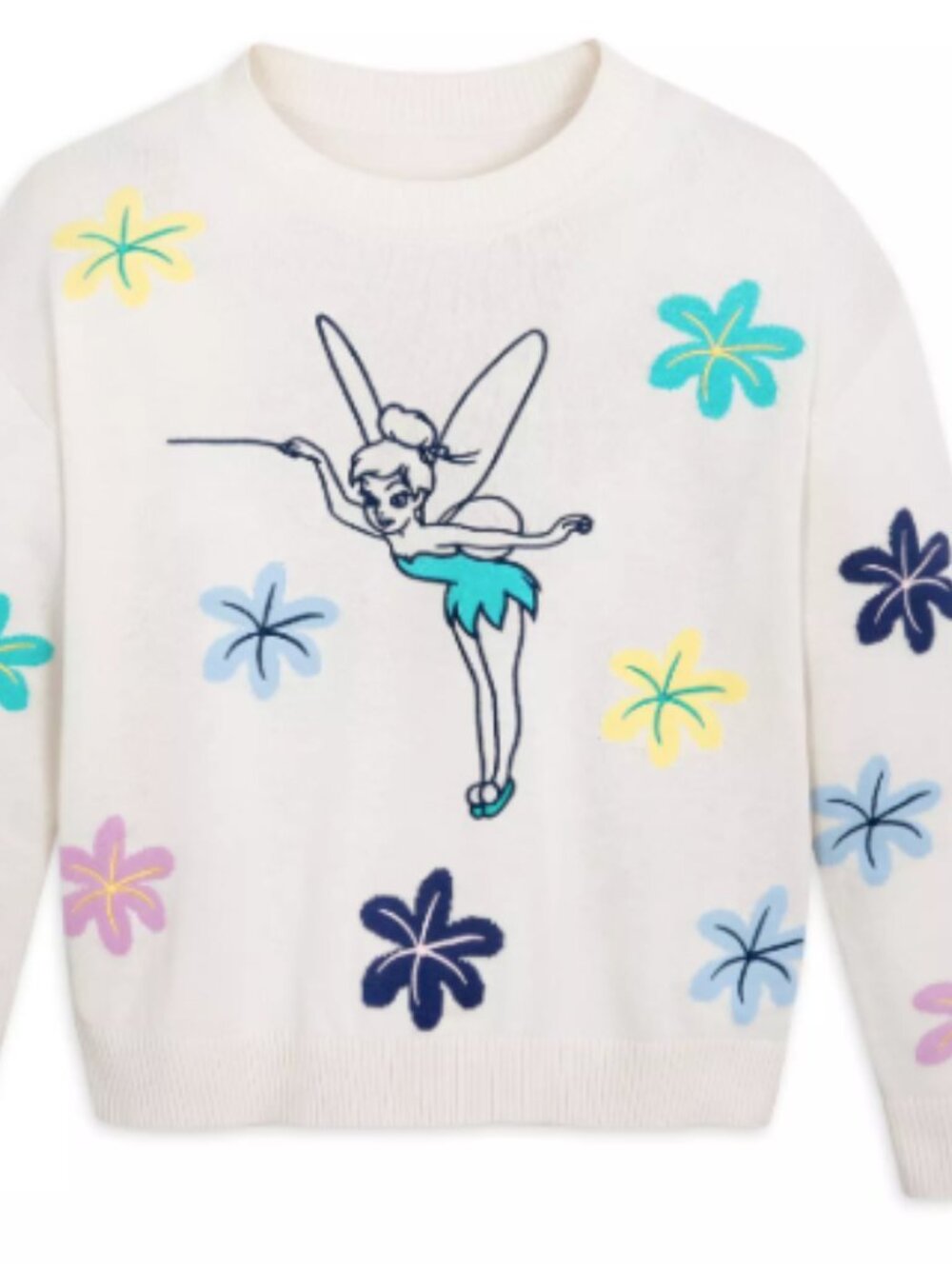 Disney Parks Tinker Bell Crewneck Sweater Cotton Cream Size S - Picture 8 of 8